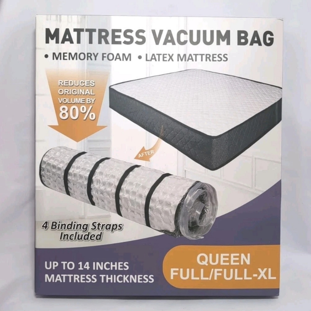 Queen/Full/Full-Xl Foam Mattress Vacuum Bag for Moving, Vacuum Seal Storage Bag